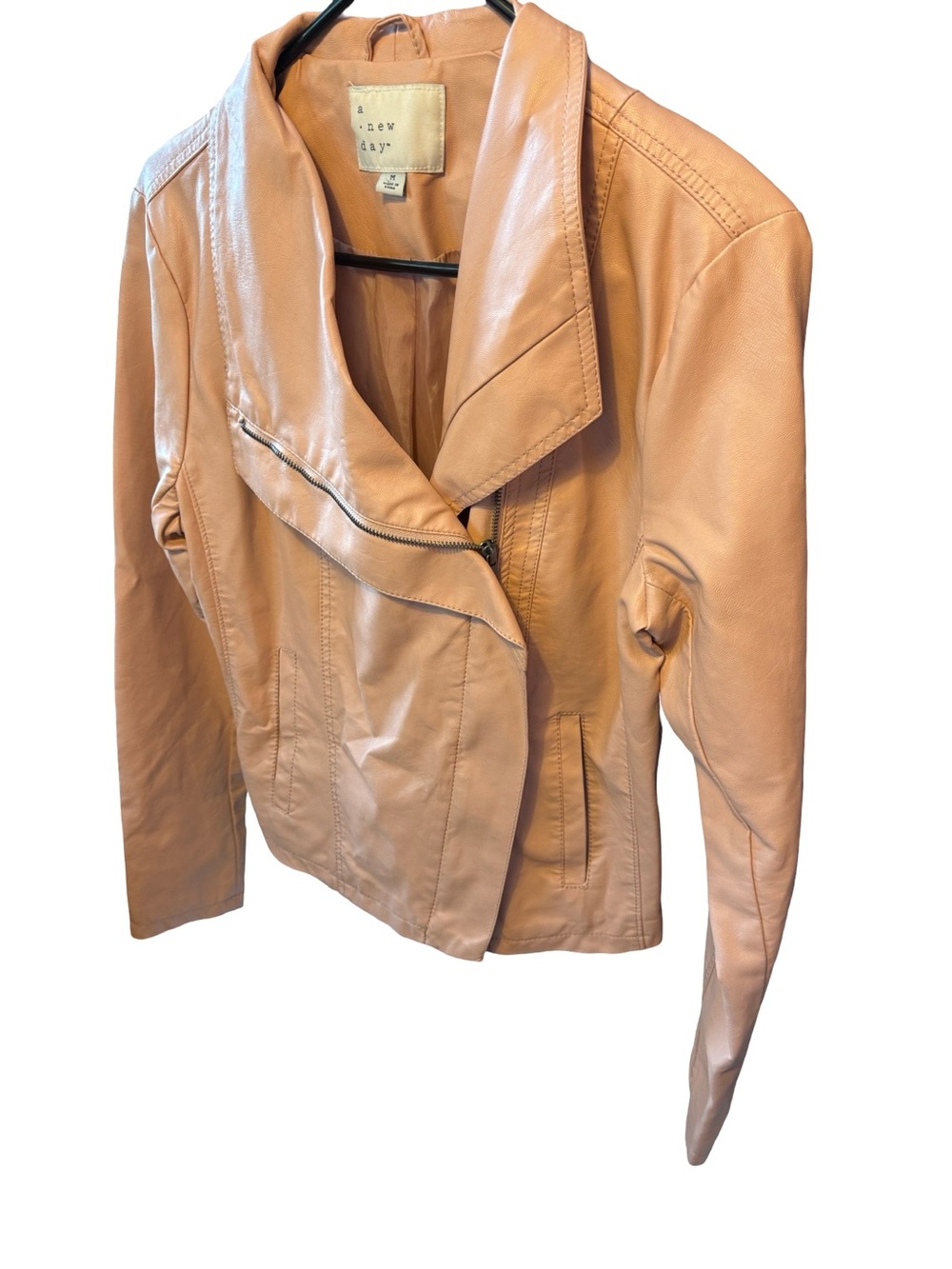 Women's Pink Faux Leather Moto Jacket